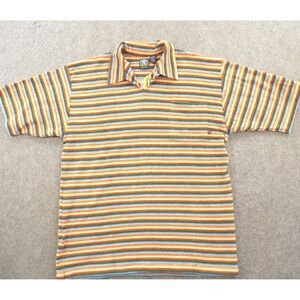 Reactor + Polo Shirt Mens Extra Large Blue Orange Beach French Terry Cloth New *